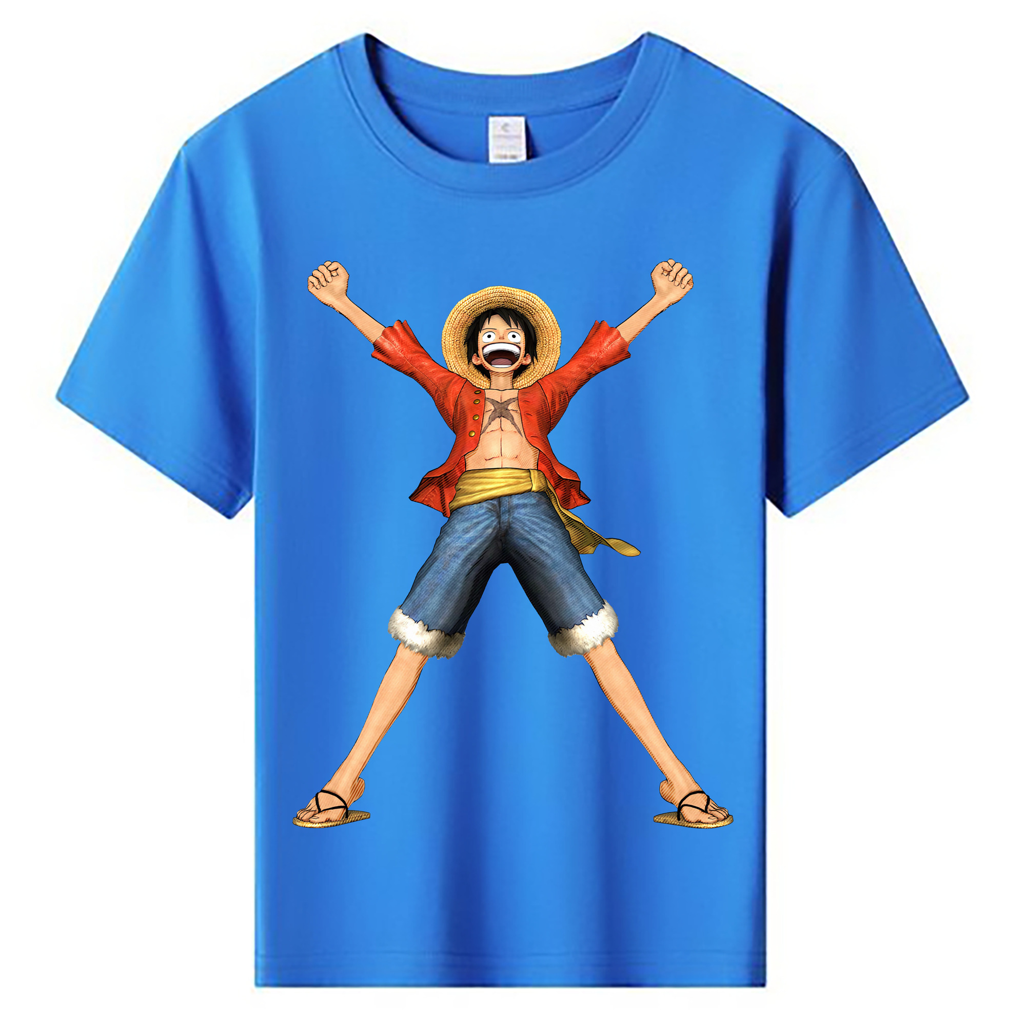 ワンピース モンキー・D・ルフィ ONE PIECE Monkey D. Luffy 綿100％キッズTシャツ（フロントプリント）